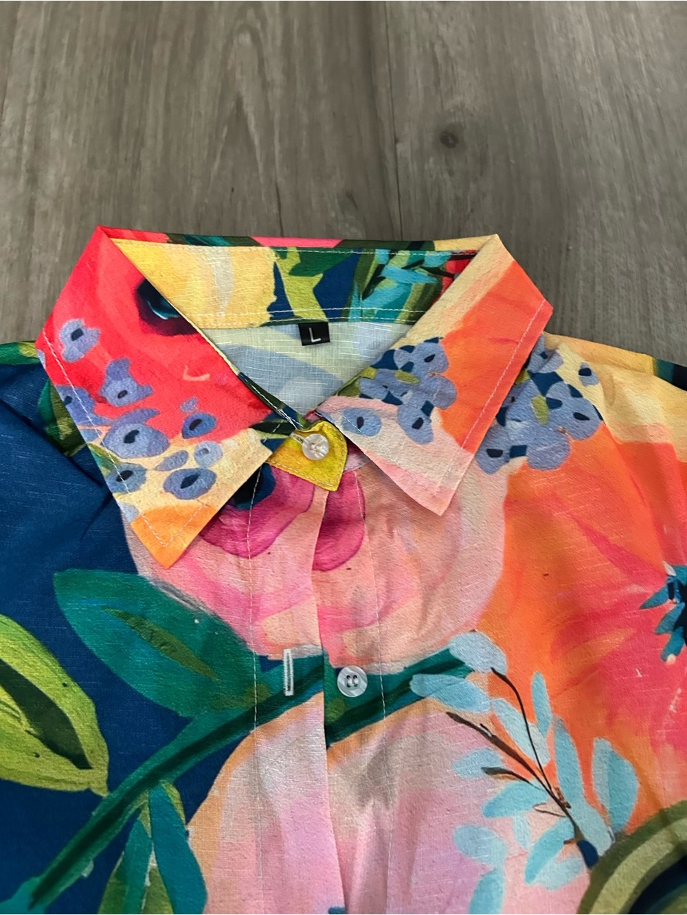 Floral Print Navy Button-Up Shirt - Picture 5 of 8